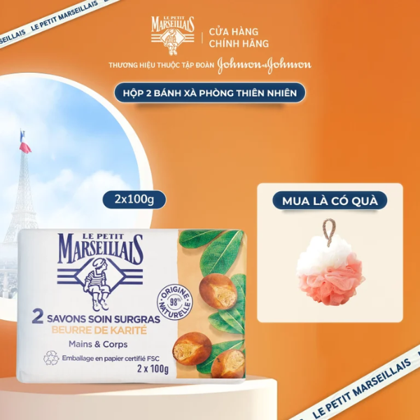 Hộp 2 Bánh Xà Phòng Le Petit Marseillais 2x100g - Mềm Mịn - Thơm Mát Hương Thiên Nhiên
